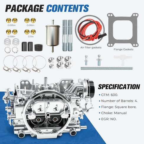 Carburetor with Electric Choke filter Compatible with Chevy Corvette Silverado Ford Mercury Mustang Bronco GMC Pickup Truck Grand Wagoneer Replacement for 1406 Performer 600 CFM 4 Barrel Square in Saudi Arabia