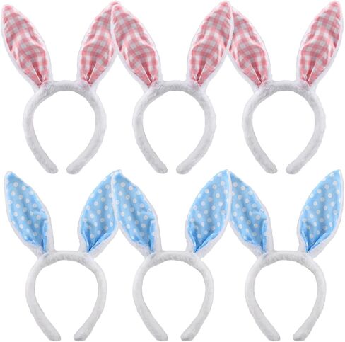 عصابة رأس من القطيفة على شكل أذن أرنب عيد الفصح 6 قطع من أربطة شعر أرنب لطيفة على شكل أرنب - عصابة رأس على شكل أذن أرنب عيد الفصح من أجل إكسسوارات الحفلات التنكرية in Kuwait