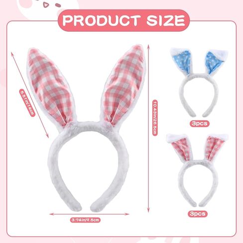 عصابة رأس من القطيفة على شكل أذن أرنب عيد الفصح 6 قطع من أربطة شعر أرنب لطيفة على شكل أرنب - عصابة رأس على شكل أذن أرنب عيد الفصح من أجل إكسسوارات الحفلات التنكرية in Kuwait