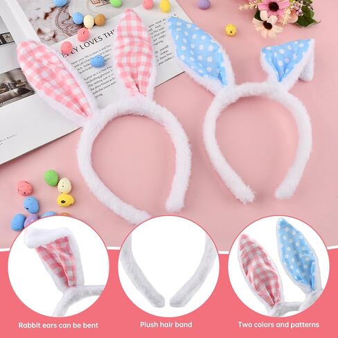 عصابة رأس من القطيفة على شكل أذن أرنب عيد الفصح 6 قطع من أربطة شعر أرنب لطيفة على شكل أرنب - عصابة رأس على شكل أذن أرنب عيد الفصح من أجل إكسسوارات الحفلات التنكرية in Kuwait