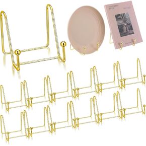 12 Pieces Gold Plate Stands for Display, Decorative Plate Holder Easel Display Stand Metal Book Display Stand Metal Frame Holder Stands for Picture Book Photo Easel Office Room Tabletop(3 Inch) in Kuwait