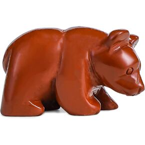SMQ 2" Crystal Bear Statue, Natural Gemstone Handmade Figurine Sculpture, Healing Crystal Animal Stone Office Home Decor Collectibles Gift (Ocean Jasper) in Kuwait