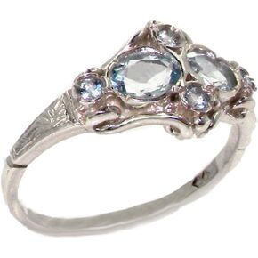 925 Sterling Silver Real Genuine Aquamarine Womens Band Ring in Kuwait