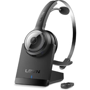 [2024 Version]LEVN Bluetooth 5.2 Headset, Wireless Headset with Microphone (AI Noise Cancelling) & USB Dongle, 45 Hrs Wireless Headset with Mic for Work from Home PC Laptop Computer Call Center Teams in Kuwait