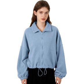 سترة قصيرة بسحاب للنساء من GaoCold، سترة بياقة واقفة، بلوزات كبيرة الحجم، برباط، معطف غير رسمي بأكمام طويلة in Kuwait