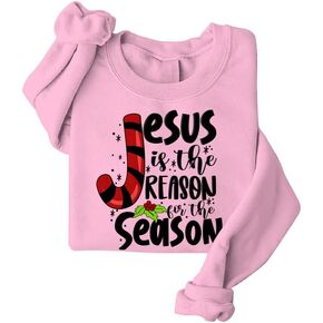 Christmas Christian Sweatshirt For Women Jesus Is The Reason For The Season Sweatshirts Xmas Long Sleeve Pullovers in Kuwait