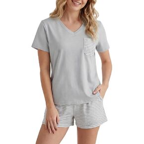 LUBOT 2026 100% Cotton Pajamas for Women PJ Loungewear with Pockets 2 Piece Soft Short Sleeve Summer Sleepwear Set S-XXL in Saudi Arabia