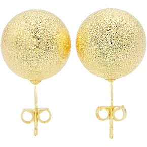 14mm Brushed Satin Textured Sandblasted Gold Round Ball Stud Earrings for Women, 18k Yellow Gold Filled Plated in Kuwait