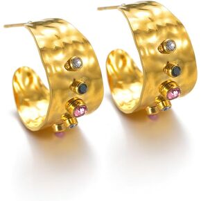 أقراط زركونيا مكعبة مطلية بالذهب 18 قيراط للنساء، أقراط من الفولاذ المقاوم للصدأ، مجوهرات عصرية للنساء in Kuwait