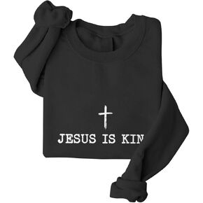 Christian Jesus Sweatshirts for Women Jesus Is King Sweatshirt Minimalist Christian Bible Verse Sweatshirt in Saudi Arabia