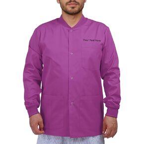 Personalized Customizable Embroidered Men’s Snap Front Scrub Jacket - Add Your Embroidered Text in Saudi Arabia