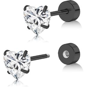 أقراط BLISI من التيتانيوم بظهر مسطح، أقراط CZ للنساء | حلق الغضروف مع برغي على القرط الخلفي | مجوهرات ثقب اللولب المضادة للحساسية | أقراط أنيقة 3 مم/4 مم/5 مم مجوهرات تراجس الربيع لعيد الفصح in Kuwait