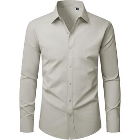 J.VER Mens Dress Shirts Long Sleeve Solid Formal Shirt Stretch Business Casual Wedding Button Down Shirts in Kuwait