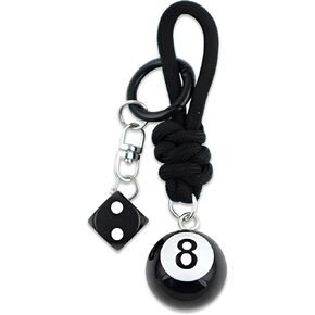 8 Ball Dice Charm Keychain - Black Rope Knot Cute Bag Purse Accessories Y2K Aesthetic Key Chain for Women Men in Kuwait