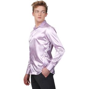 Barabas Men's Shiny Long Sleeve Button Down Metallic Shirts B312 in Kuwait
