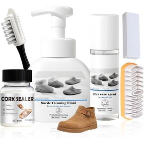 5-In-1 Suede Shoe Cleaner Kit, Suede Care Kit with 300ml Suede Cleaner,100ml Suede Protector, 50ml Cork Sealer, Suede Brush and Eraser for Shoes, Sandals Suede, Nubuck in Kuwait