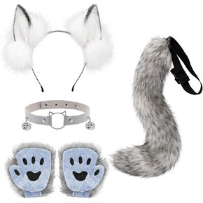 مجموعة أزياء ثعلب فروي مكونة من 5 قطع للبالغين - عصابة رأس من القطيفة على شكل أذن ثعلب in Kuwait