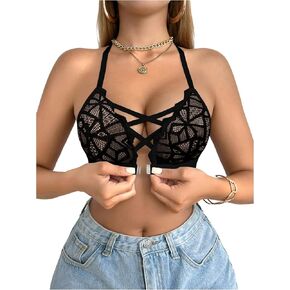 Women's Crisscross Front Closure Bra Mesh Wireless Push Up Bras Every Day Bralettes in Kuwait