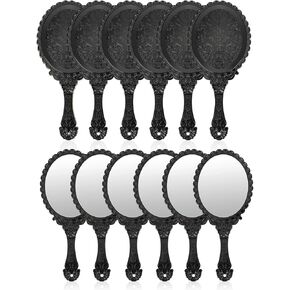 YUSONG 12 Pcs Vanity Handheld Mirror for Makeup - Vintage Princess Mirror for Women Brass Gold Embossed Flower Small Mirrors Tabletop Party Classroom in Kuwait