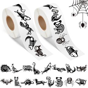 Spring Easter Animal Bone Stickers - 1000Pcs Funny Pet X Ray Bone Self Adhesive Cute Pet Vinyl Decal Sticker Rolls Decorations for Car Bumper, Envelope, Gifts Bag, Bottles (16 Designs) in Kuwait