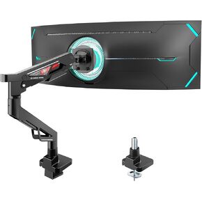 ARES WING Premium Monitor Arm, Ultrawide Monitor Stand up to 57" and 66 Lbs, Gas Sprinq Monitor Mount Height Adjustable and Extension Monitor Stand for Desk Various VESA Mount with Clamp/Grommet Base in Kuwait