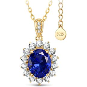 GONA 4CT Lab Grown Royal Blue Sapphire Necklace for Women, Princess Diana Inspired Design, 925 Sterling Silver Chain, GRC Certified, Hypoallergenic Eco-Friendly Jewelry, Ideal Gift for Her in Saudi Arabia