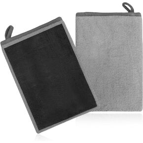 قطعتان من قفاز الطين، قفاز من الألياف الدقيقة عالي الجودة لتفصيل مناشف السيارة، قفازات ممحاة طين للتنظيف والتلميع خالية من الخدوش لسطح السيارة، وإكسسوارات السيارة (رمادي) in Kuwait