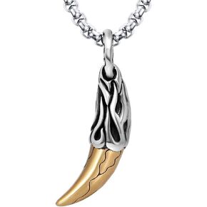 HUANIAN Men's Stainless Steel Necklace for Men Necklace Chain Spear Wolf Teeth Pendant,24" Chains in Kuwait