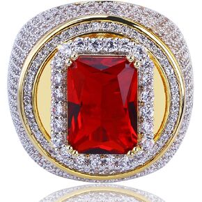 خاتم عصري مثلج ومطلي بالذهب عيار 18 قيراط ومزين بأحجار الهيب هوب من الألماس المقلد للرجال in Kuwait