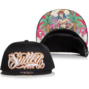 Sullen Men's Fire Island Adjustable Flatbill Snapback Hat Black in Saudi Arabia