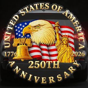 ديكورات السيارات للذكرى السنوية الـ 250 لـ Probsin 1776–2026 250 عامًا من الحرية ملصقات سيارات نسر الولايات المتحدة الأمريكية ملصقات نافذة جدارية فنية قابلة للإزالة من الفينيل لتزيين العطلات للسيارة الداخلية والخارجية والنافذة والجدار وديكور الباب in Kuwait