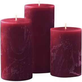 Simply Soson 3x4, 3x6, 3x8 inch Burgundy Pillar Candles Set of 3, Rustic Pilar Candle, Cinnamon Clove Scented Burgundy Candles, Dark Red Pillar Candles, Home Scented Candle Gift Candles for Home in Kuwait