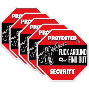 FAFO Security Warning Sign Stickers - 5 Pack Protected by Fuck Around and Find Out Sticker 6" Size Funny Removable Decals for Car Vehicle Bumper Truck Window Home/Door Wall Laptop Waterproof in Kuwait