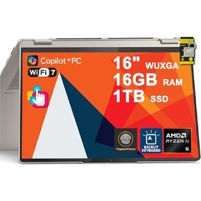Lenovo Yoga 7i 2-in-1 16" WUXGA Touchscreen Laptop, Intel Core i5-1335U, 8GB RAM, 512GB SSD, Backlit Keyboard, Fingerprint Reader, Windows 11 Home, Storm Grey in Kuwait