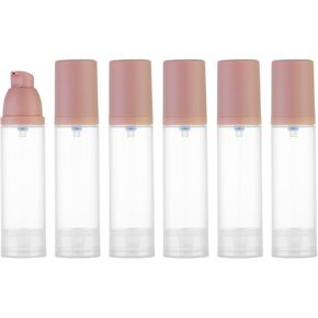 Travel Pump Bottle for Lotion - Airless Pump Container 1.7oz Empty for Cosmetic Oil - Small Dispenser Refillable for Travel Size Shampoo Mini Jar for Toiletry Foundation Makeup 50ml 6pcs Pink in Kuwait