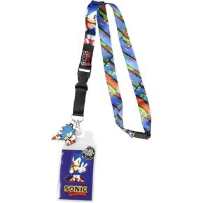 Bioworld Sonic The Hedgehog Lanyard ID Badge Holder Classic Video Game Design w/Rubber Charm and Collectible Sticker in Kuwait