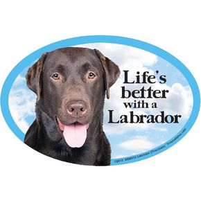 Lab Retriever (Choc) Car Magnets: Life's Better with an Lab Retriever (Choc) - Oval 6" x 4" Auto/ Truck/ Refrigerator/ Mailbox (Funny Car Decals, Dog Magnet, Lab Retriever (Choc) in Kuwait