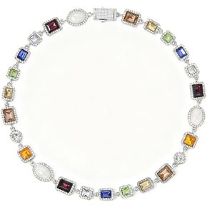 قلادة تنس للرجال والنساء، قلادة ماسية مع أحجار كريمة زركونيا مكعبة، قلادة سلسلة عتيقة مع حجر أوبال، قلادات كريستالية، مجوهرات لعيد الميلاد، عيد الميلاد، الذكرى السنوية، الذهب والفضة in Kuwait