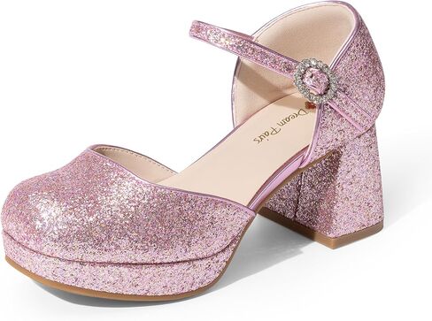 DREAM PAIRS Girls Dress Shoes Platform Square Toe High Heels Ankle Strap Party Wedding Flower Pump for Little Big Kid in Saudi Arabia