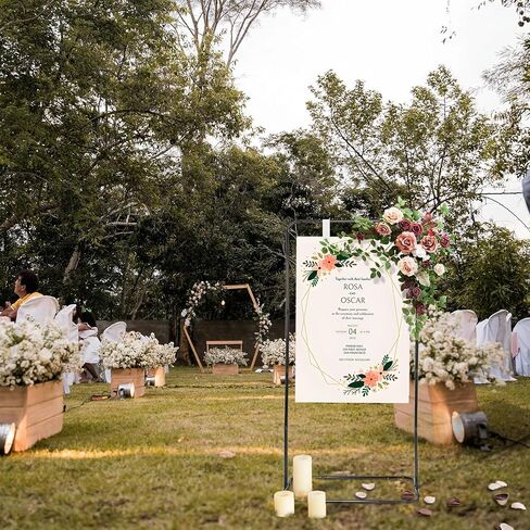 حامل لافتة، حامل لافتة زفاف قابل للتعديل، حامل لافتة ترحيب مع أشرطة تعليق جلدية، حامل لافتة سهل التحمل مقاس 68 بوصة × 31 بوصة × 20 بوصة لحفلات الزفاف، وحفلات الزفاف، وحفلات أعياد الميلاد، وحفلات استقبال المولود الجديد أو أي حدث (أسود، M) in Kuwait