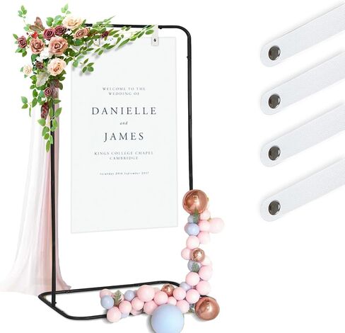 حامل لافتة، حامل لافتة زفاف قابل للتعديل، حامل لافتة ترحيب مع أشرطة تعليق جلدية، حامل لافتة سهل التحمل مقاس 68 بوصة × 31 بوصة × 20 بوصة لحفلات الزفاف، وحفلات الزفاف، وحفلات أعياد الميلاد، وحفلات استقبال المولود الجديد أو أي حدث (أسود، M) in Kuwait