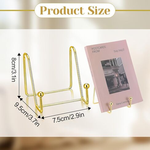 12 Pieces Gold Plate Stands for Display, Decorative Plate Holder Easel Display Stand Metal Book Display Stand Metal Frame Holder Stands for Picture Book Photo Easel Office Room Tabletop(3 Inch) in Kuwait