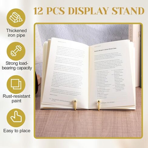 12 Pieces Gold Plate Stands for Display, Decorative Plate Holder Easel Display Stand Metal Book Display Stand Metal Frame Holder Stands for Picture Book Photo Easel Office Room Tabletop(3 Inch) in Kuwait