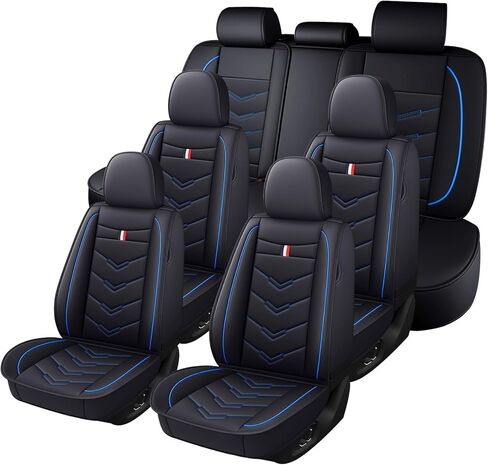 Car Seat Cover 7 Seats for Chrysler Voyager 2020-2025, Durable Wear Resistant Waterproof Vehicle Cushion Cover, Breathable No Odor Premium Leather Vehicle Seat Covers.(Standard,Black Blue) in Saudi Arabia