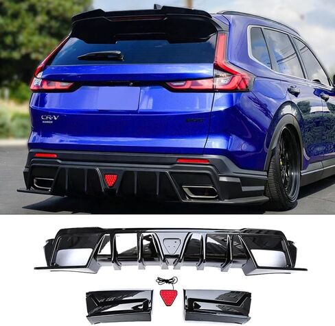 Rear Diffuser Lip Spoiler Compatible with Honda CR-V CRV Sport/Sport-L/Sport Touring 2023–2025 with LED Brake Light, Fits Dual Exhaust Models (Gloss Black) in Kuwait