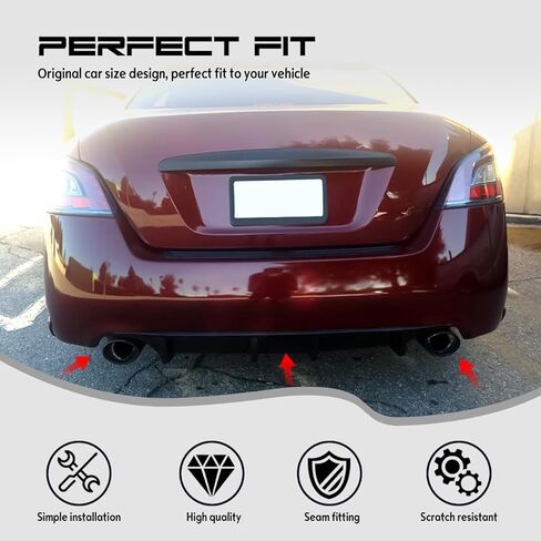 Rear Bumper Lip Diffuser Spoiler, Compatible with 2009-2015 Nissan Maxima, STL Style PU Rear Lower Splitter Protector, Unpainted Black, 1PC in Kuwait