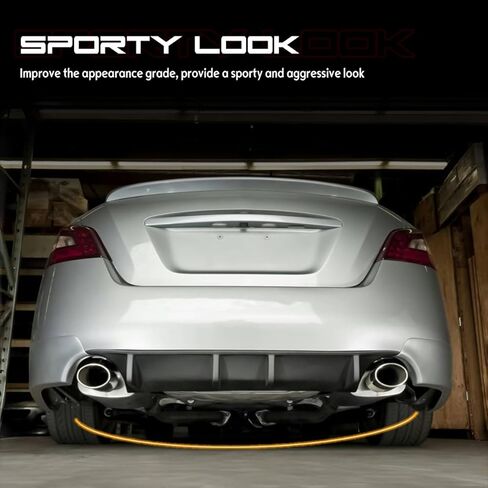 Rear Bumper Lip Diffuser Spoiler, Compatible with 2009-2015 Nissan Maxima, STL Style PU Rear Lower Splitter Protector, Unpainted Black, 1PC in Kuwait