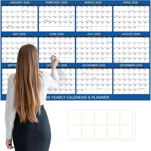 55 x 37in 2026 Wall Calendar Erasable Large Wet & Dry Erase 12 Month Yearly Monthly Planner Cut into 3pcs Annual Yearly Planner Wall Calendar for School Home Office Organizing Planning,Navy in Saudi Arabia