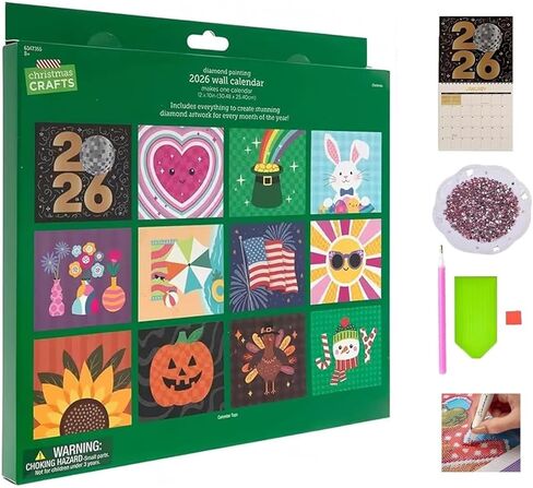 2026 Diamond Art Wall Calendar, 12-Month DIY Diamond Painting Kit with To Do List, Christmas Home Office Decoration gift in Kuwait