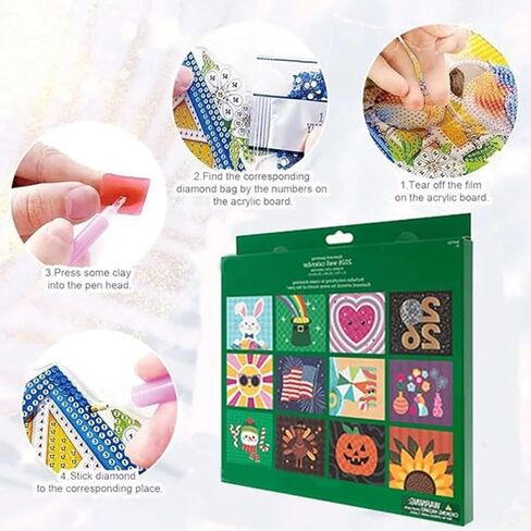 2026 Diamond Art Wall Calendar, 12-Month DIY Diamond Painting Kit with To Do List, Christmas Home Office Decoration gift in Kuwait